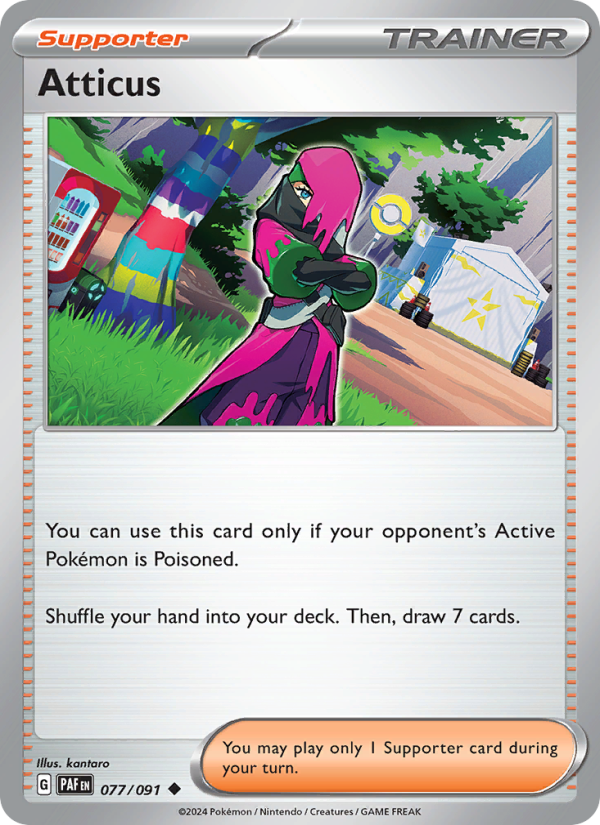 Atticus 077 uit Paldean Fates Pokémon kaart