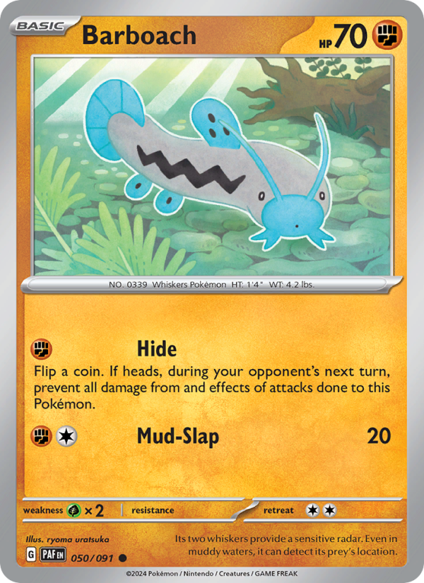 Barboach 050 uit Paldean Fates Pokémon kaart