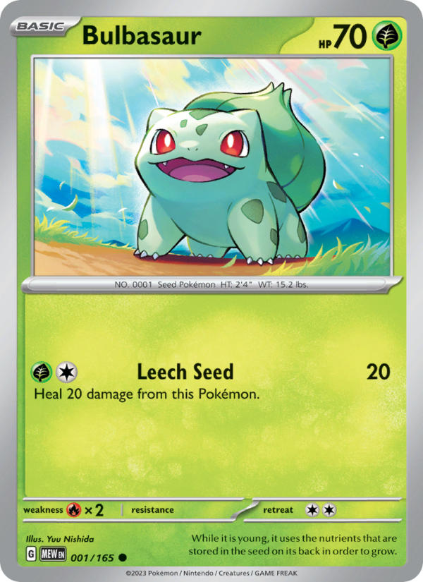 Bulbasaur 001 uit 151 Pokémon kaart