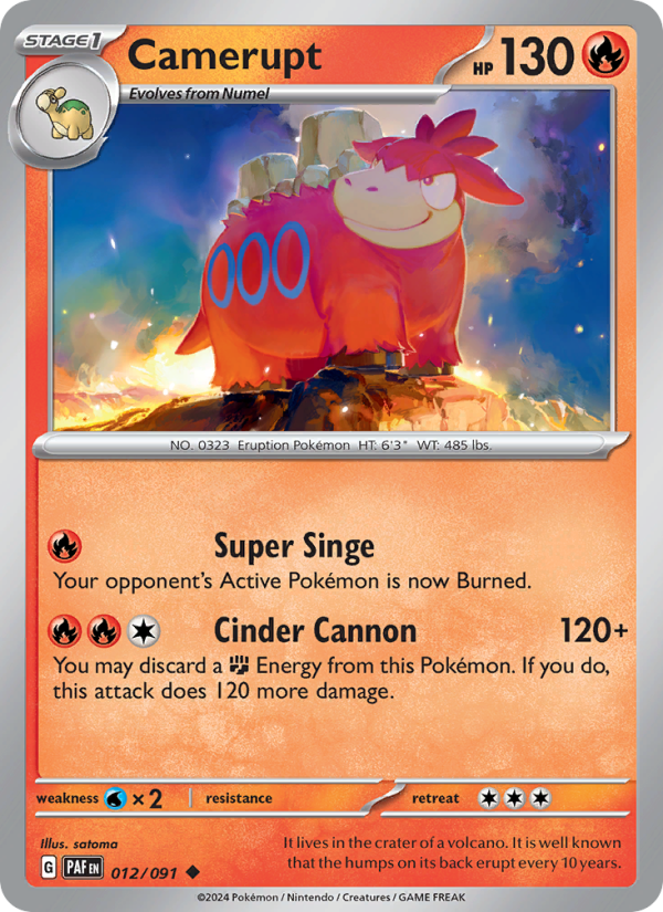 Camerupt 012 uit Paldean Fates Pokémon kaart