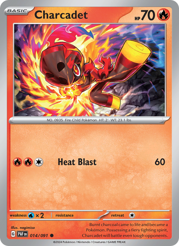 Charcadet 014 uit Paldean Fates Pokémon kaart
