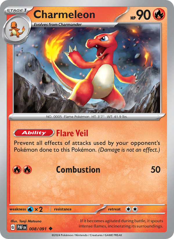 Charmeleon 008 uit Paldean Fates Pokémon kaart