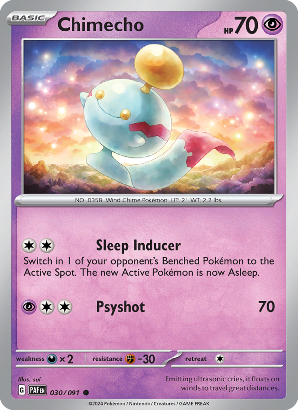 Chimecho 030 uit Paldean Fates Pokémon kaart