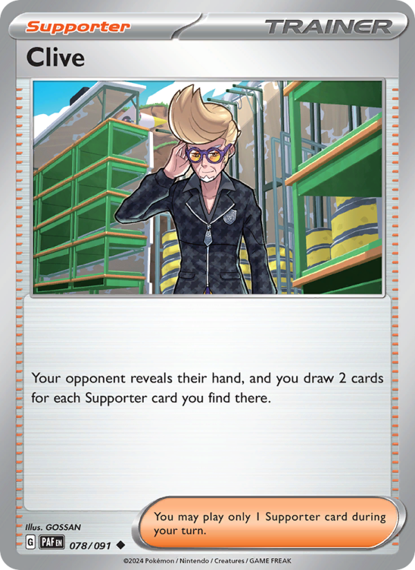 Clive 078 uit Paldean Fates Pokémon kaart