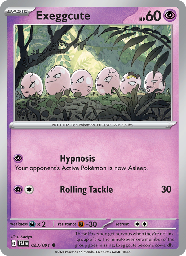 Exeggcute 023 uit Paldean Fates Pokémon kaart