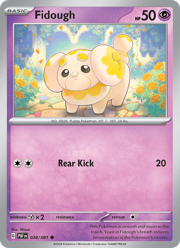 Fidough 038 uit Paldean Fates Pokémon kaart