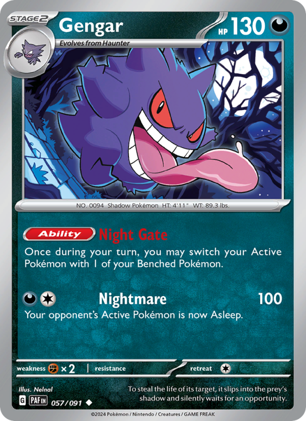 Gengar 057 uit Paldean Fates Pokémon kaart