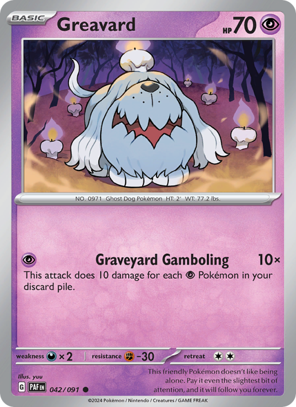 Greavard 042 uit Paldean Fates Pokémon kaart