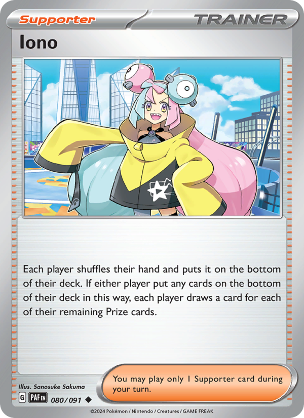 Iono 080 uit Paldean Fates Pokémon kaart