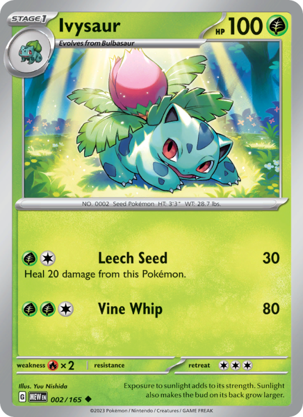 Ivysaur 002 uit 151 Pokémon kaart