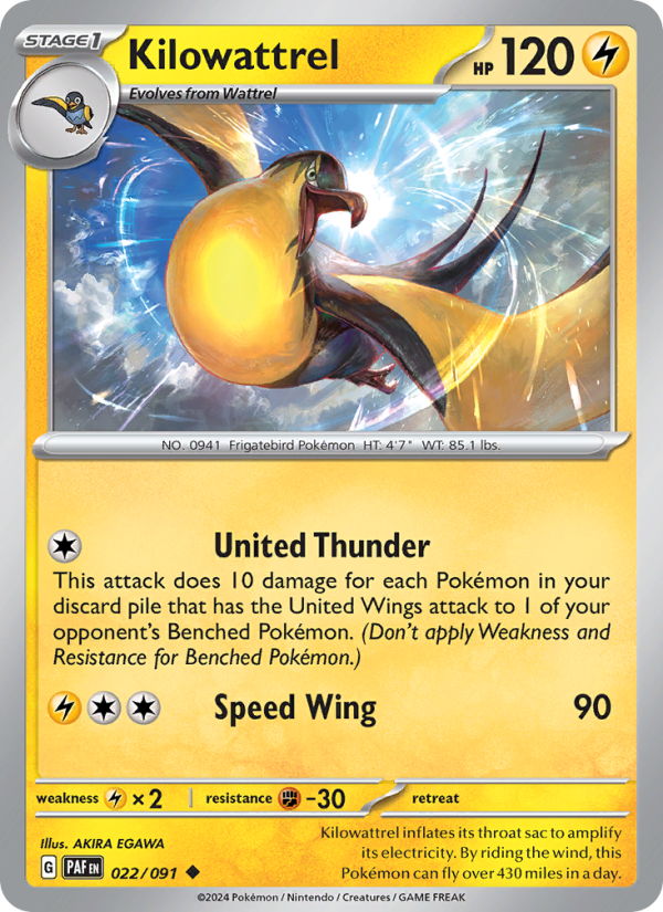 Kilowattrel 022 uit Paldean Fates Pokémon kaart