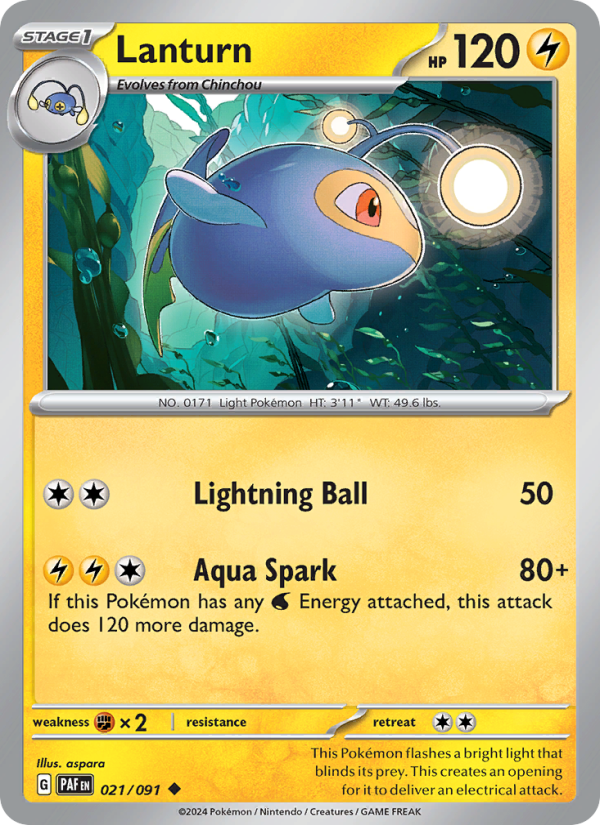 Lanturn 021 uit Paldean Fates Pokémon kaart