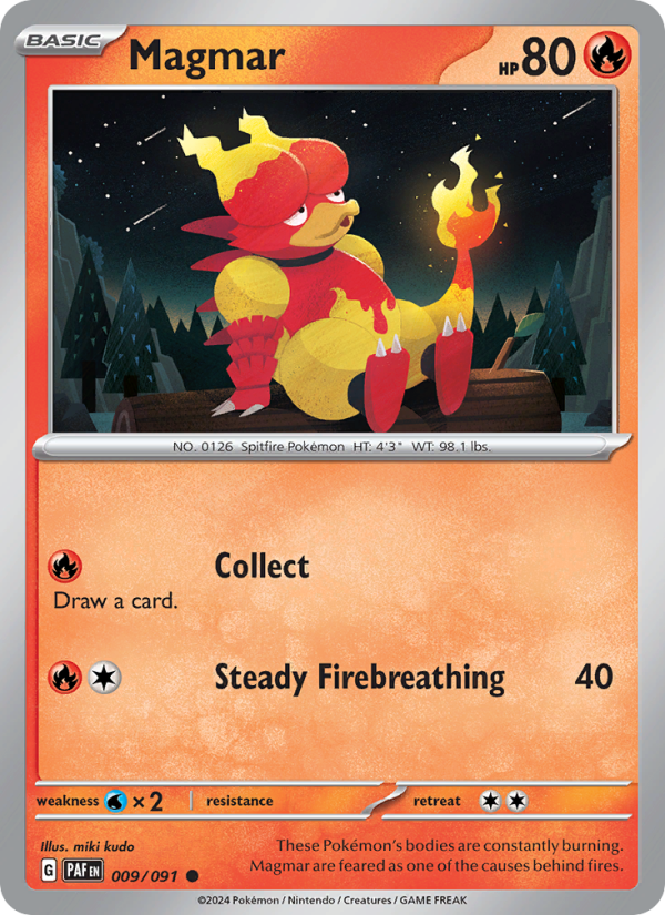Magmar 009 uit Paldean Fates Pokémon kaart