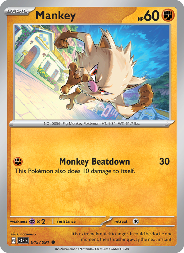 Mankey 045 uit Paldean Fates Pokémon kaart