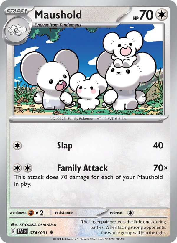 Maushold 074 uit Paldean Fates Pokémon kaart