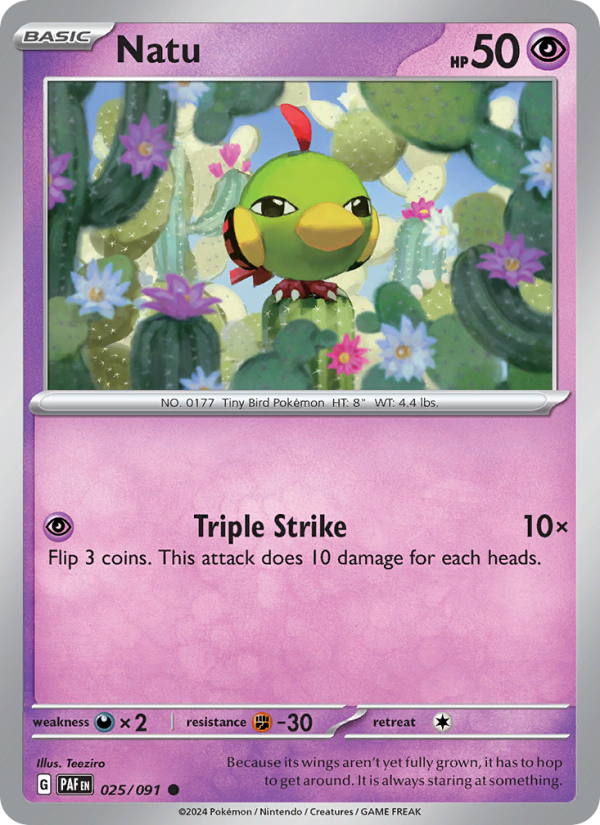 Natu 025 uit Paldean Fates Pokémon kaart