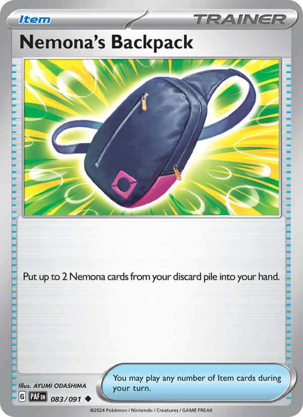 Nemona's Backpack 083 uit Paldean Fates Pokémon kaart