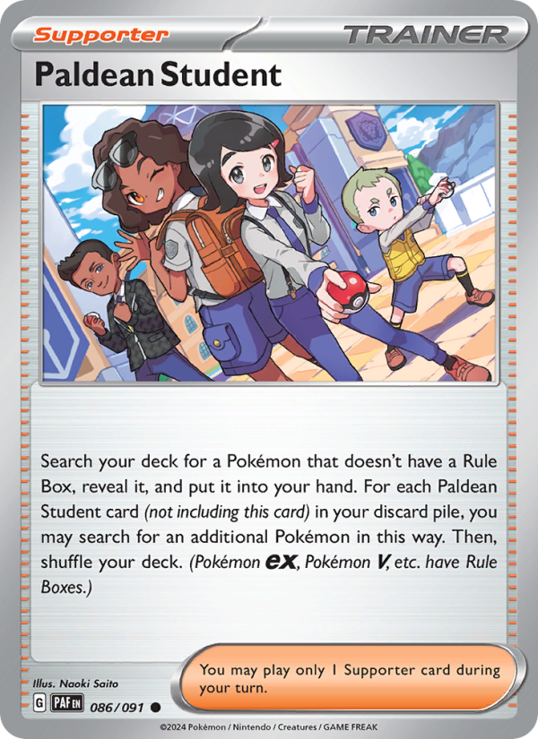 Paldean Student 086 uit Paldean Fates Pokémon kaart