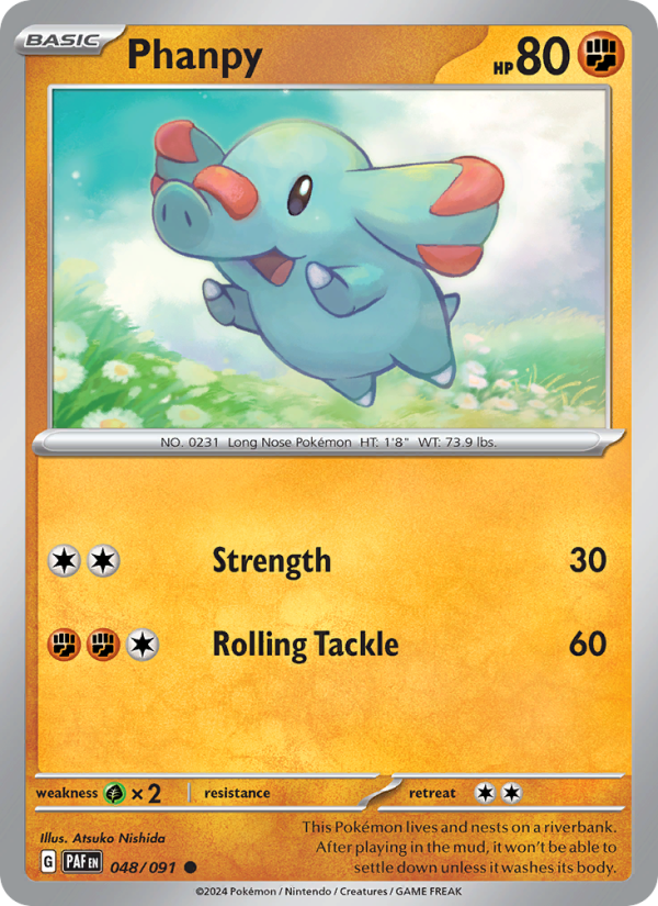 Phanpy 048 uit Paldean Fates Pokémon kaart