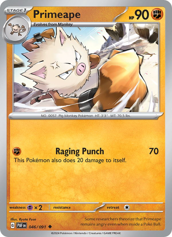 Primeape 046 uit Paldean Fates Pokémon kaart