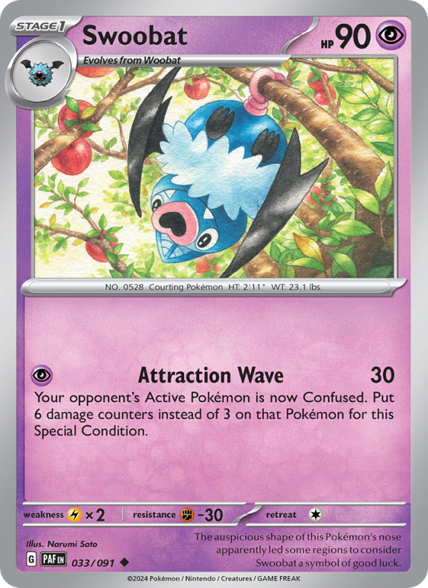 Swoobat 033 uit Paldean Fates Pokémon kaart