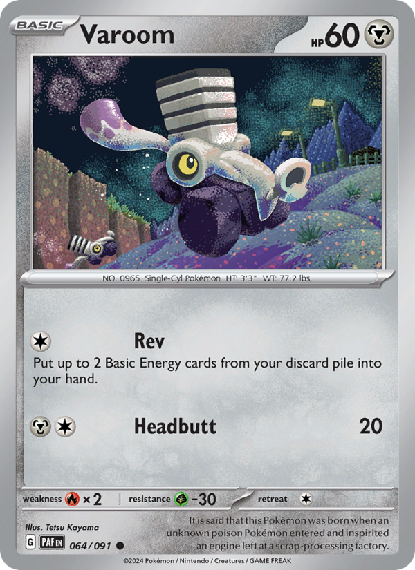 Varoom 064 uit Paldean Fates Pokémon kaart