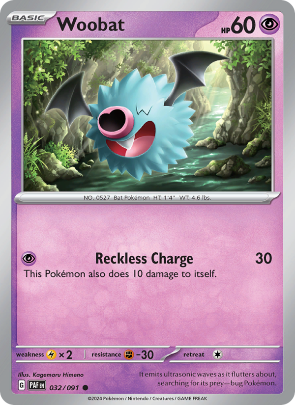 Woobat 032 uit Paldean Fates Pokémon kaart