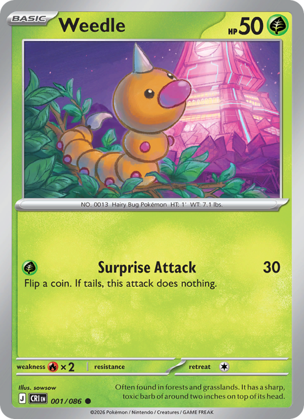 Weedle 001 uit Chaos Rising Pokémon kaart