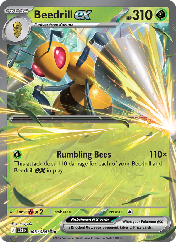 Beedrill ex 003 uit Chaos Rising Pokémon kaart