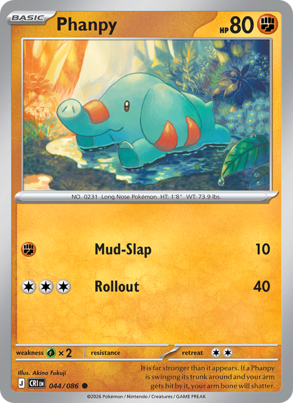 Phanpy 044 uit Chaos Rising Pokémon kaart